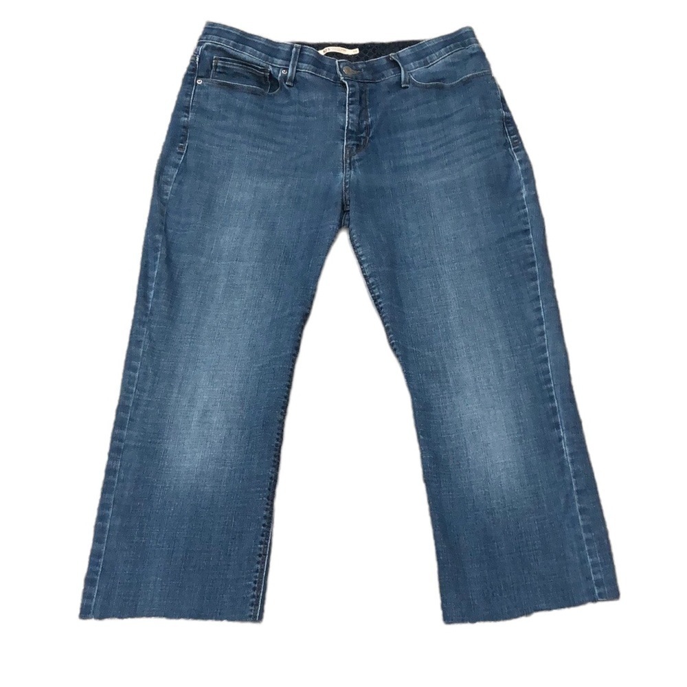 Levi’s 525 Perfect Waist Straight Cropped Cut Off Capri Jeans Size 14 Blue